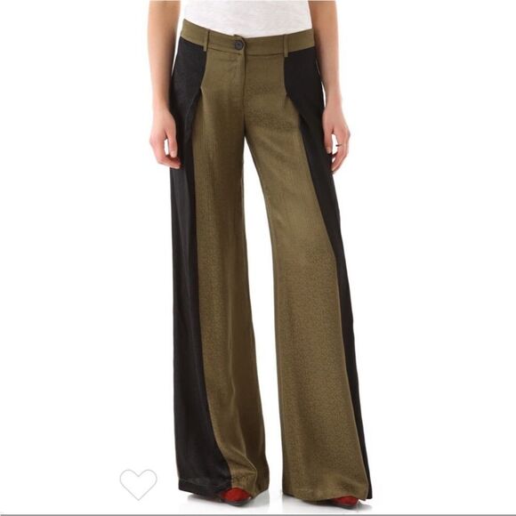 10 Crosby Derek Lam Wide Leg Silk Blend Colorblock Dressy Trouser Pants - Picture 1 of 13